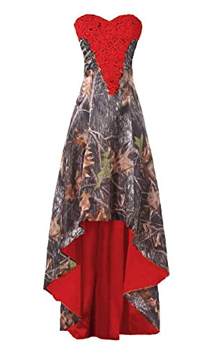 YINGJIABride Camo and Lace Wedding Dresses High Low Gala Evening Prom Dress