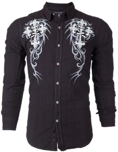 Vista 2 de Xtreme Couture Camisa con botones para hombre Affliction Kings Fall