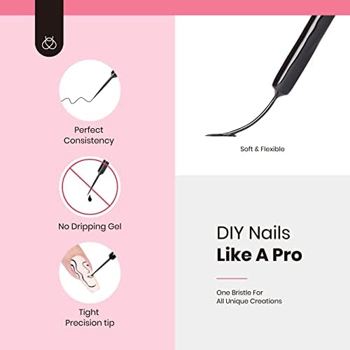 Beetles Gel Polish Nail Art Liner Gel Set-20 Colors Gel Art Paint for Swirl Nails with Base Top Coat Thin Nail Brush in Bottle Soak off White Black Red Silver Nude Glitters Gel Gift for All Year Use