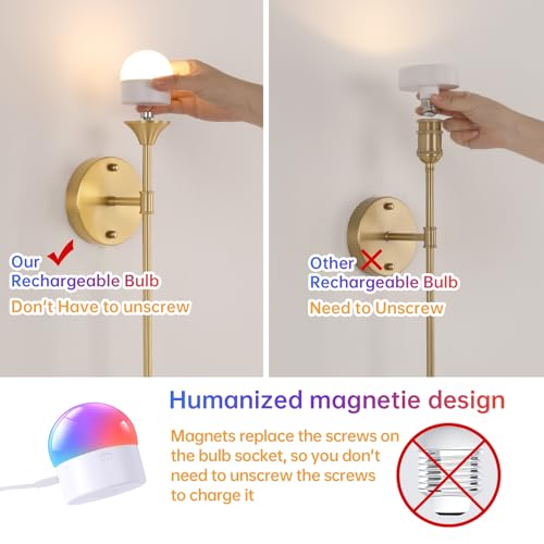 Image of Shenmoyl Battery Operated Wall Sconce Set of 2, Green Tulip Vintage Wall Light Fixture Rechargeable 5000mAh Battery Powered Wall Lamp with Remote for Living Room Bathroom