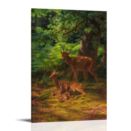 Peinture réalisme Cerfs au Repos Rosa Bonheur toile premium