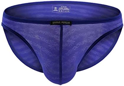 FEDULK Men's Thongs Briefs Bikini Pouch Underwear Comfortable Berathable Soft Shorts Underpants(Blue, Large)