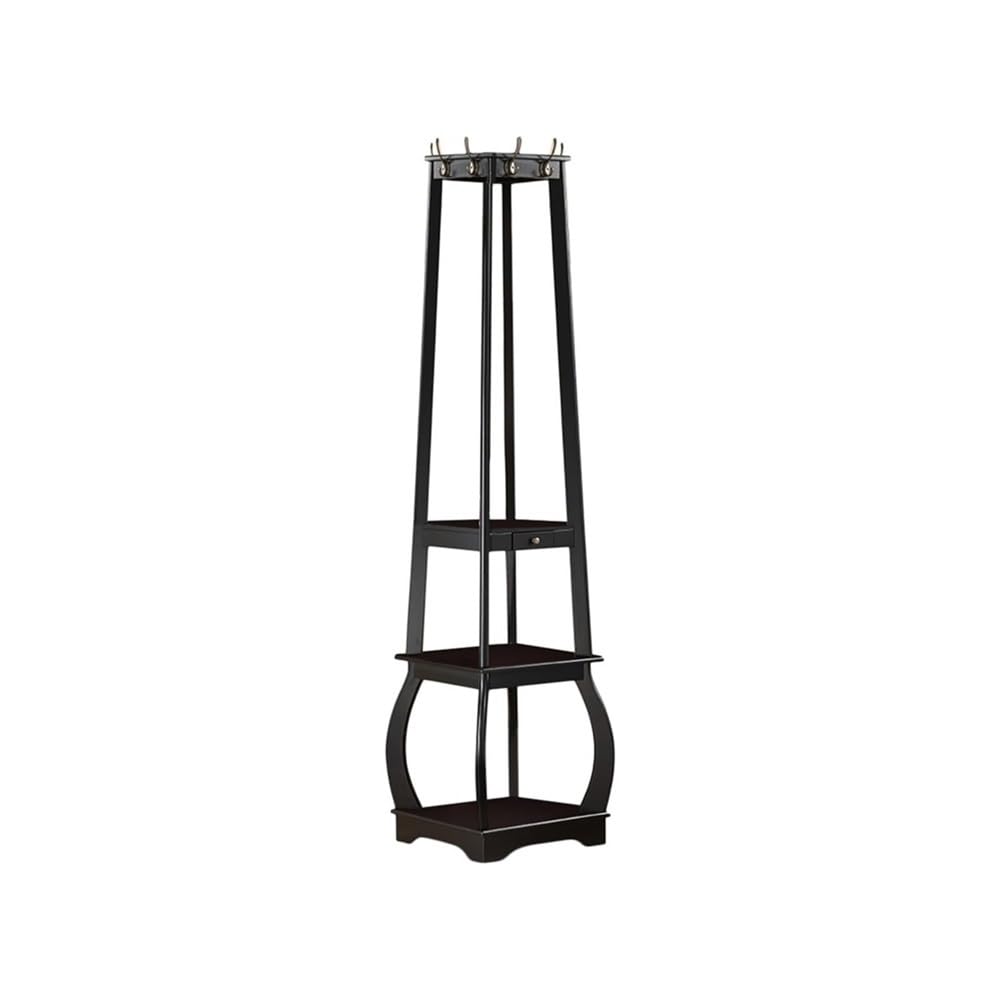 DFHS46JK Hat Rack Entryway Coat Rack With Storage Shelves And Drawer Tree For Coats, Hats, Scarves And Handbags for Office(Black)