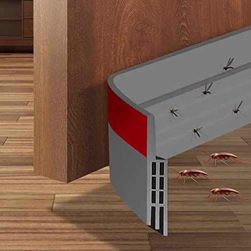 flintronic Burlete para puerta blindada, autoadhesiva, tira de burlete, Weather Stripping bajo puerta de goma para evitar la entrada de aire frío, ruido, polvo, madera (5 x 100 cm, gris)