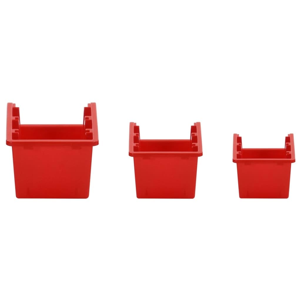 Set estantes Taller 26 pzas Polipropileno Rojo y Negro 77x39 cm,Organización y Almacenamiento de Herramientas,Armarios para Herramientas,2.11kg-152204