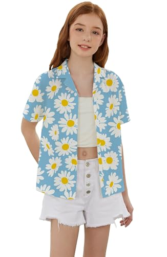 Image of Betusline Girls' and Womens' Hawaiian Shirt Blouse Button Down Beach Shirts
