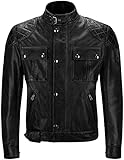Belstaff Motorradjacke mit Protektoren Motorrad Jacke Brooklands Replica Lederjacke schwarz M, Herren, Chopper/Cruiser, Ganzjährig