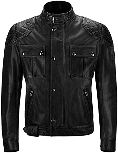 Belstaff Brooklands Motorrad Lederjacke (Black,XL)