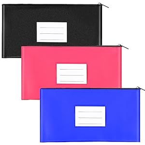 Isink 3 Pack Money Bag,Money Bags with Zipper for Cash,Bank Deposit Bags with Zipper,Bank Bag, Cash Bag,Money Pouch,11.2×6.3 inches (3 Colors,6 cards)
