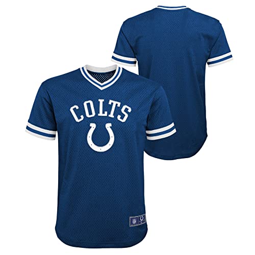 NFL Youth Boys Colts Tackle Twill Mesh V-Neck Top (Large)