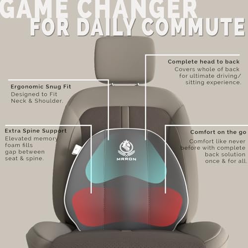 Image of MRRON Back Support for Office Chair | 3 Years Warranty | Medical Grade Memory Foam Car Seat Back Support, Orthopedic Lumbar Back Rest for Back Pain Relief - Back Pillow for Sitting Long Hours