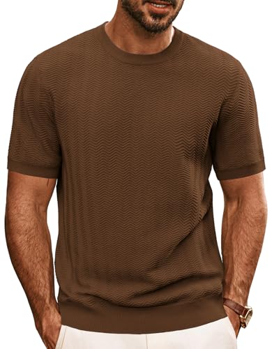 PJ PAUL JONES Men's T-Shirts Crewneck Short Sleeve Tee Textured Knit Pullover Tops