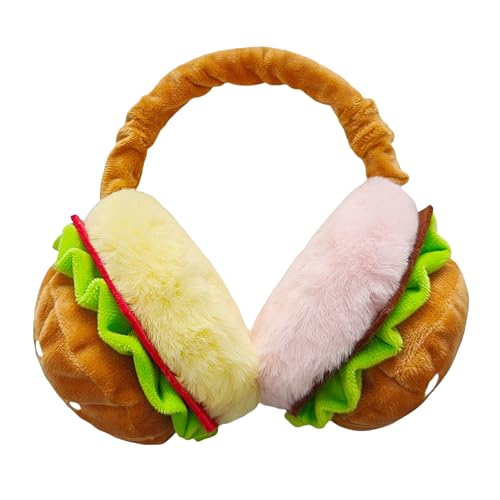 TINAYAUE Cute Burger Ear Muffs for Girls Boys Funny Kids Hamburger Earmuffs Foldable Warm Plush Winter Cold Weather Outdoor Student Cycling Windproof Ear Warmer