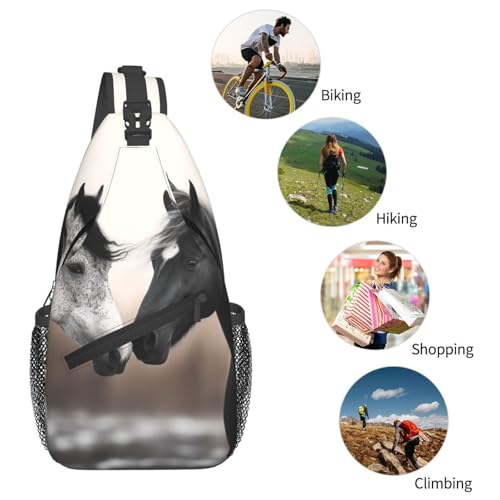 Bolso cruzado negro y blanco para pecho para hombre y mujer miniatura 6