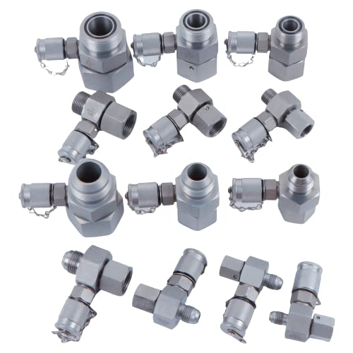 Image of Hydraulic Swivel Run Tees Set JIC37 ORFS Tester Tee Couplings ORFS Series 6-Pack & JIC37 Series 7-Pack for Excavator Construction Machinery Hydraulic System hydraulic fittings