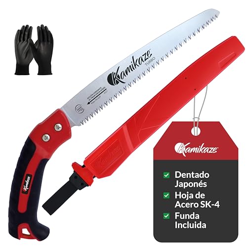 KAMIKAZE Scie de Taille Droite S-300H, Denture Japonaise sur Lame Droite 300 mm, Lame en Acier SK-4 Riche en Carbone Haute Durabilité, Outil de Coupe du Bois, Étui de Protection Inclus