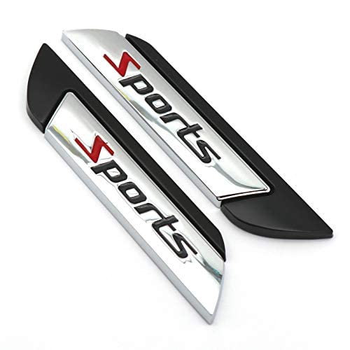 Pair Set Sport Emblem Fender 3D Metal Badge Car Body Side Sticker For Universal Cars (Black Red) #TOP1