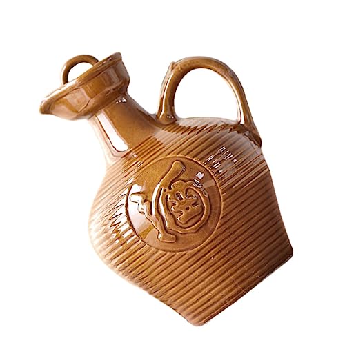 TOPPERFUN Pichet à Vin Portable En Céramique 1 Litre Anse Et Surface Nervurée Bouilloire Multifonction Récipient à Vin Domestique Accessoire Pour Maison Décoration Vintage