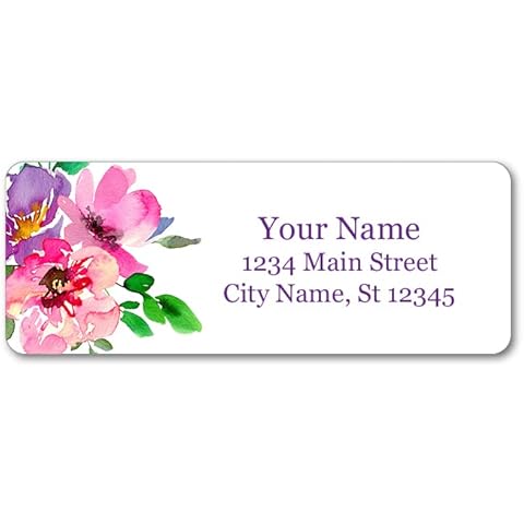 Personalized Return Address Labels - Colorful Watercolor Flowers - 60-1000 Custom Self-Adhesive Stickers Cover