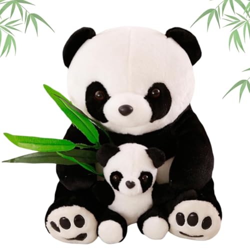 Panda de pelúcia, peluche panda mãe e bebé 25 cm panda peluche, algodão PP para crianças, meninas e adultos, aniversário, Natal, presentes de festa (A)