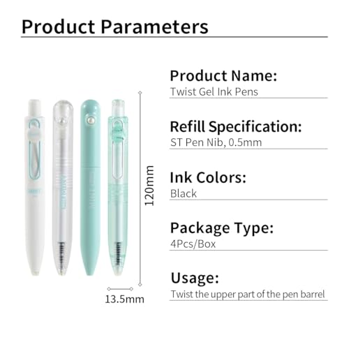 Pack 4 bolígrafos retráctiles de tinta gel 0.5mm negro miniatura 3