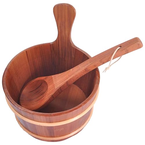 Seau de sauna et ensemble de louches, seau en bois capacité avec poignée, accessoires sauna pour la maison, hôtel, chambre à vapeur