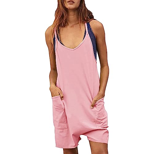 Combinaison d'été courte pour femme à bretelles spaghetti et col en V