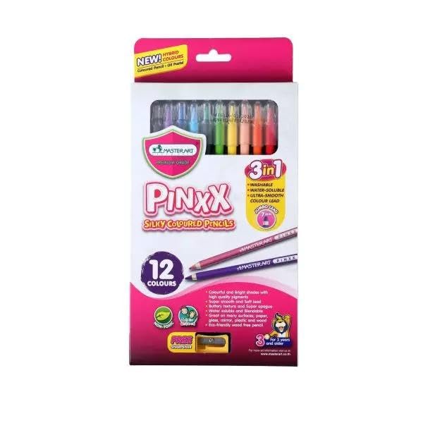MASTERART PINXX 3 in 1 Silky Hybrid Coloured Pencils Set – 12