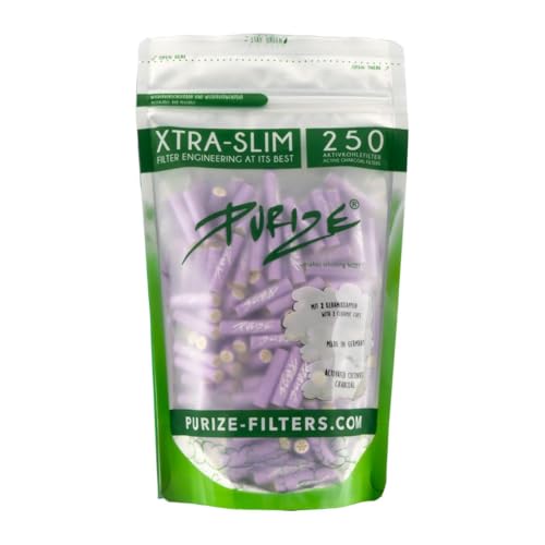 Purize 250 Carbon Activated Extra Slim Filter Tips Roach - Lilac