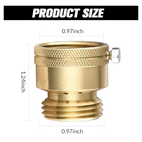 2 PCS Brass Vacuum Breaker Set 3/4 Inch GHT Lead-Free Compliant Brass Anti-Siphon Bib Valve for Vacuum Breaker Outside Faucet RV Hose Connection Backflow Preventer Connector with Tape、Extra washers