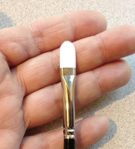 M00854 MOREZMORE 1pc Art Paint Filbert Brush #4 8mm White Taklon Flat Oval Brush 8