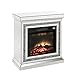 Acme Furniture Noralie Electric Wood Fireplace with LED in Mirrored and Faux Diamonds