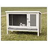 Kerbl ECO-Kunststoffstall „Samy“ für Nager/Kaninchen/Hasen/Meerschweinchen, ECO-Recyclingmaterial, 60% Kunststoff / 40% Holz, Wetterfest 116 x 57 x 82 cm, Weiß/Grau