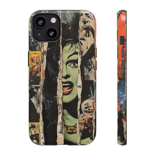 Coque iPhone 13 collage horreur vintage gris pour style urbain