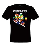 freizeit sport fun fan DarkArt-Designs Rubiks Cube Cheater - Zauberwürfel T-Shirt für Kinder und Erwachsene - Funmotiv Shirt Spiele bunter Würfel Fun Party&Freizeit Lifestyle Regular fit, Größe M, schwarz