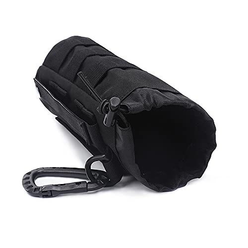 Molle Water Bottle Holder, Professional Tactical Water Bottle Pouch Bag, Military Hydration Carrier for Travel, Hiking, Cycling, Camping with D-Ring Hook. (Black)
