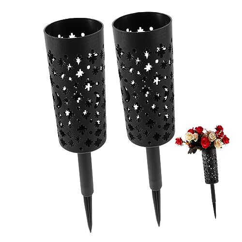 Happyyami 2piezas Jarrón Floral para Cementerio con Púas Decorativo y Resistente para Flores Artificiales y Secas para y Lápidas