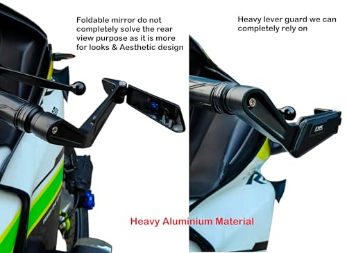 Image of SGTB Universal Bar End Clutch Brake Lever Guard for Motorcycle & Scooters for Bikes MT 15 R15 V3 V4 M FZS FZX FZ FI Apache RTR 310 RTR 200 4V RTR 180 RTR 160 4V RTR 160 with Foldable Rear View Mirror