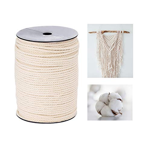 Macrame Cord, 3mm x 328 Yards 100% Natural Unbleached Cotton Macrame Rope for Wall Hanging, Plant Hangers, Crafts, Knitting, Decorations, Gift Wrapping