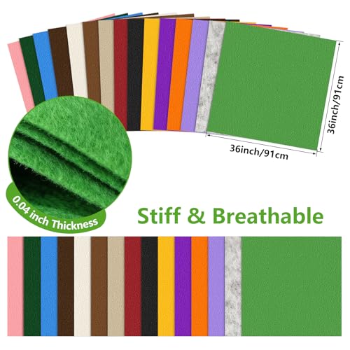 Image of Felt Fabric 36'' X 36'' Large Felt Sheets Stiff Craft Felt by The Yard for DIY Crafts Letter Coaster Flower Ornament Sewing Party Decoration Christmas Supplies Nonwoven (Green)