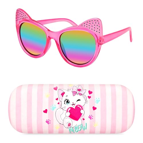 Image of Kids Sunglasses for Girls with Eyeglasses Case for Party Beach Dress Up Glasses