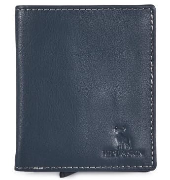 HIDE & SKIN Metal Logo Genuine Leather Wallet with Detachable Card Case