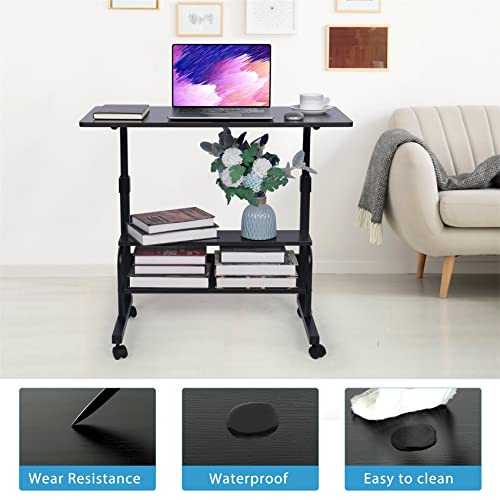 Computer-Desk Office-Desk, Small-Folding Gaming-Laptop Home-Office Desks For Small Spaces, Writing Study Desk Table With Storage For Home Bedroom, Adjustable Height 32×16×23-36 Inches (Black) #TOP4