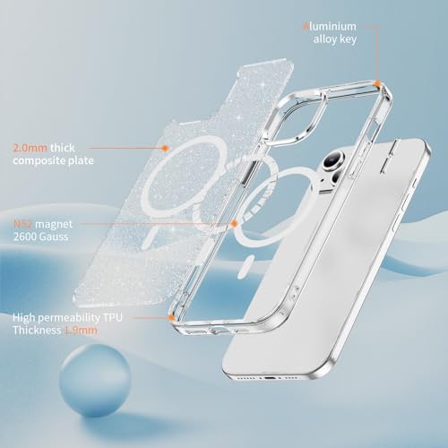 Coque magnétique pour iPhone 14 de 6,1" transparente antichoc