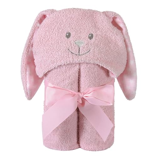 Image of Stephan Baby Terry Plush Hooded Bath Towel, Pink Bunnie, 0-24 Months