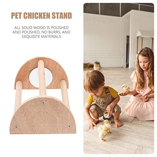 POPETPOP Wood Chicken Perch with Mirror Roosting Bar Training Perch Standing Stick Rack Fun Toys for Coop and Brooder Bird Hens Parrots Macaw - Thumbnail 2