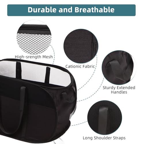Image of Collapsible Laundry Baskets, Tear Proof Pop Up Laundry Hamper with Dual Handles, Durable Foldable Laundry Basket, Easy to Carry Laundry Hamper for Home, Laundry Room, Bedroom, Dorm, Travel Black