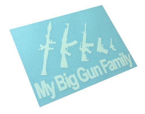 BERRYZILLA My Big Gun Family Decal Stick Figures Funny Window Bumper Vinyl Sticker