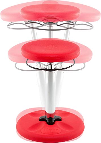 Image of Kore Kids Adjustable Wobble Stool, Ages 8-14, 16.5-24in Tall, Red | Flexible seating for classroom and home boosts focus, improves posture and channels energy; anti-tip base; Made in USA