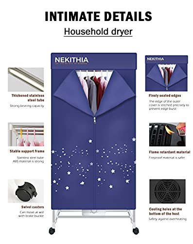Nekithia Clothes Dryer 1000W Portable Drying Rack 1.5 Meters Double Layer Small Electric Wardrobe Home Apartments Travel Rv Dryer Combo #TOP2